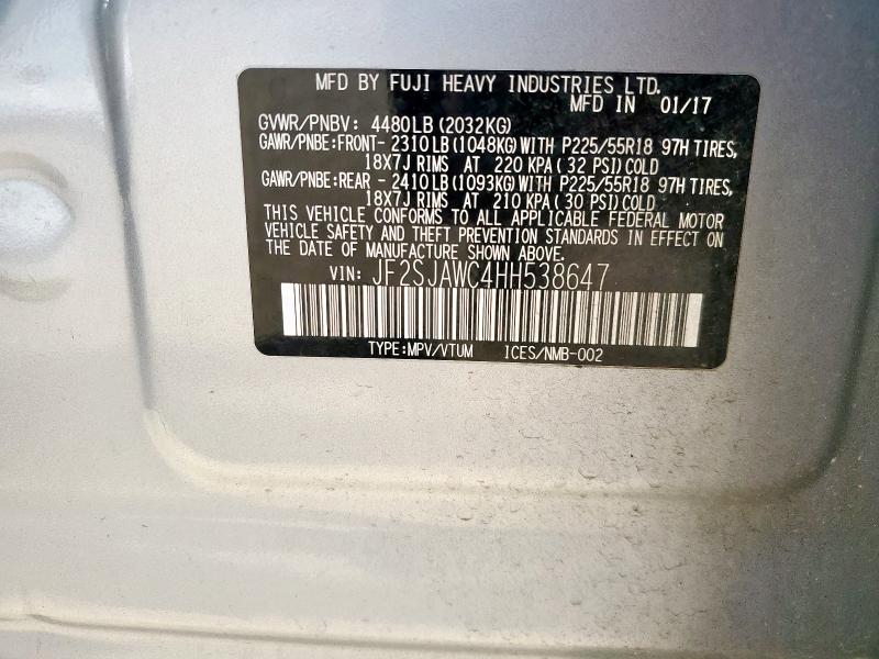 2017 SUBARU FORESTER 2.5I TOURING JF2SJAWC4HH538647