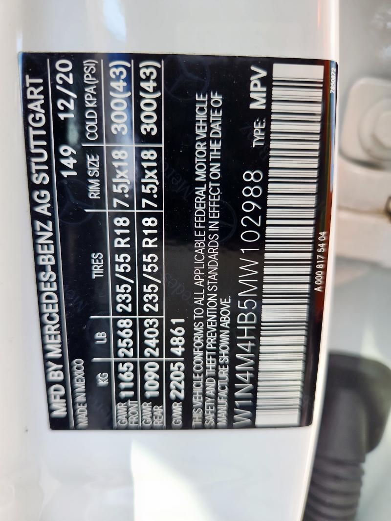 2021 MERCEDES-BENZ GLB 250 4M - W1N4M4HB5MW102988