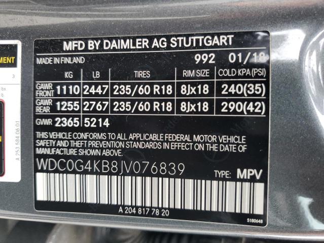 2018 MERCEDES-BENZ GLC 300 4MATIC WDC0G4KB8JV076839