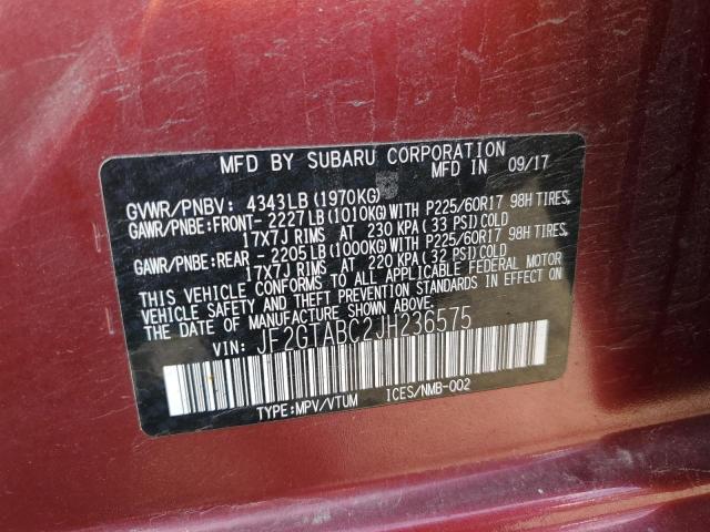 2018 SUBARU CROSSTREK - JF2GTABC2JH236575
