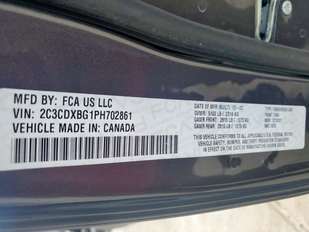 2023 DODGE CHARGER SX 2C3CDXBG1PH702861