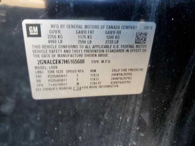 2017 CHEVROLET EQUINOX LT 2GNALCEK7H6165688