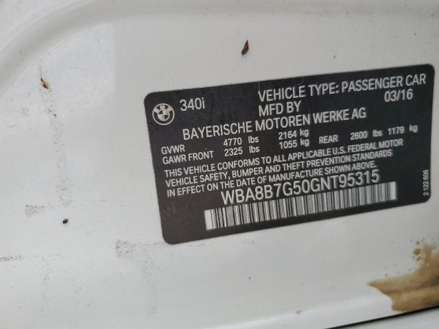 2016 BMW 340 XI WBA8B7G50GNT95315