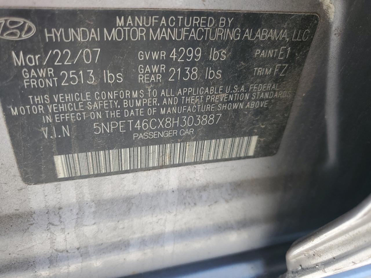 Lot #3302770370 2008 HYUNDAI SONATA GLS