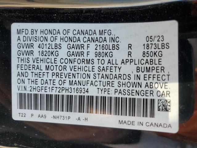 2023 HONDA CIVIC EX 2HGFE1F72PH316934
