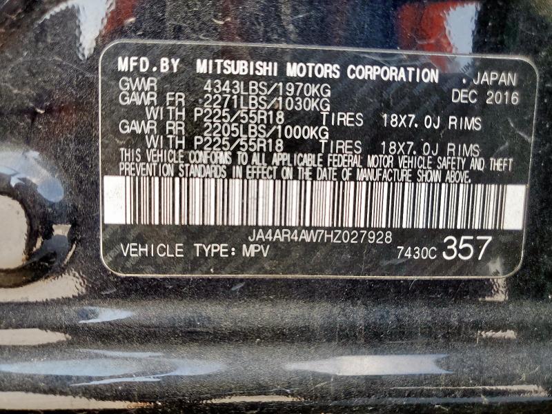 2017 MITSUBISHI OUTLANDER JA4AR4AW7HZ027928