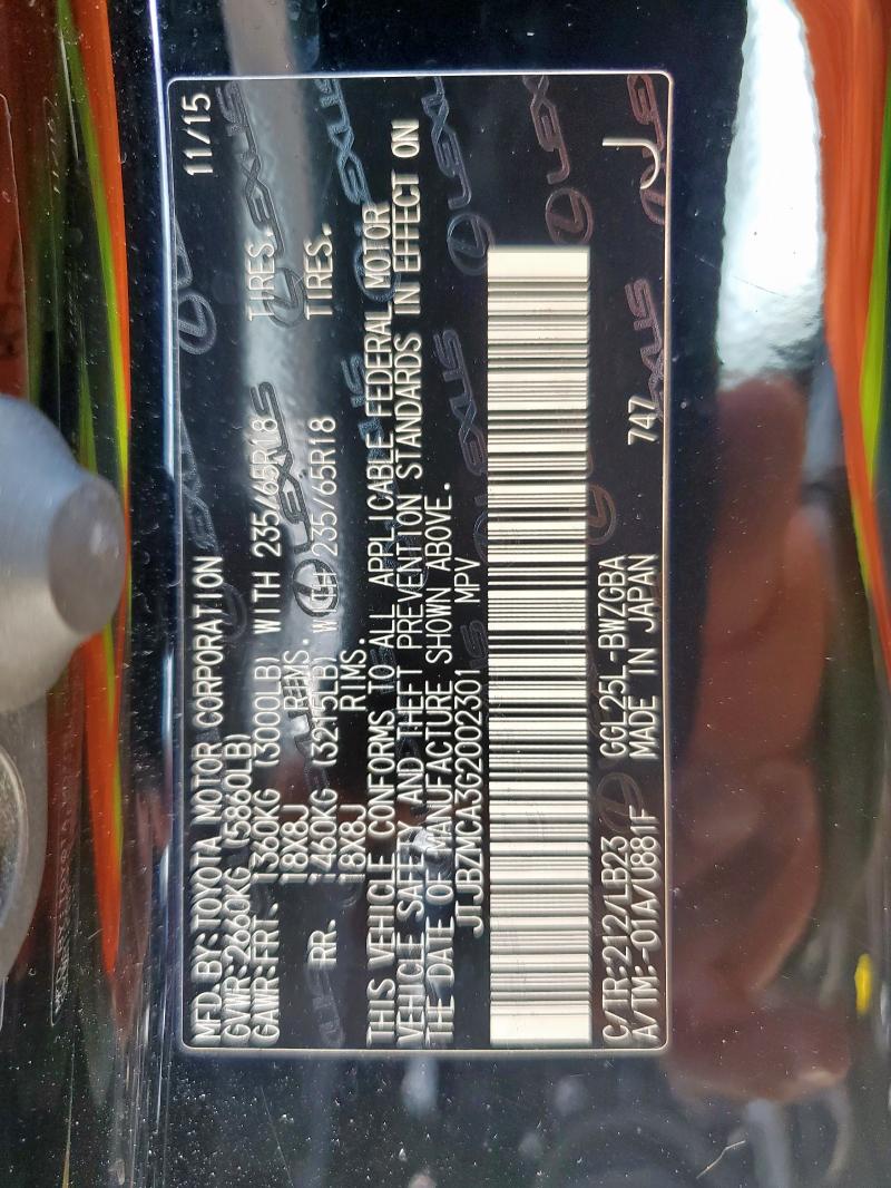 2016 LEXUS RX 350 - JTJBZMCA3G2002301