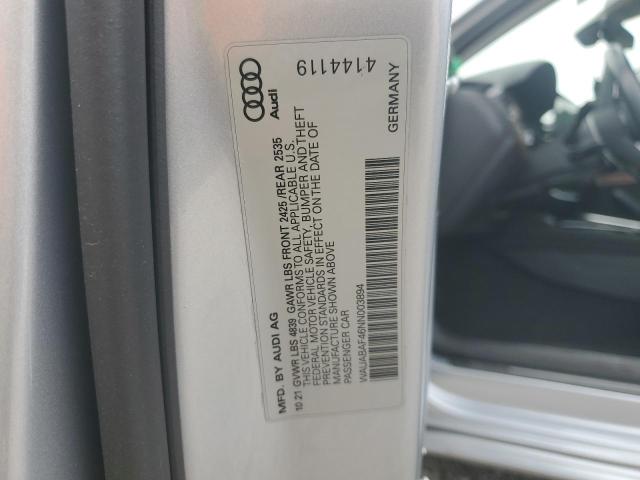 2022 AUDI A4 PREMIUM 40 WAUABAF46NN003894