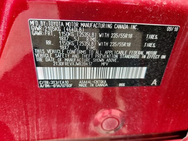 2018 TOYOTA RAV4 LIMITED - 2T3DFREVXJW839417