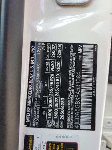 2015 MERCEDES-BENZ ML 400 4MA 4JGDA5GBXFA531384