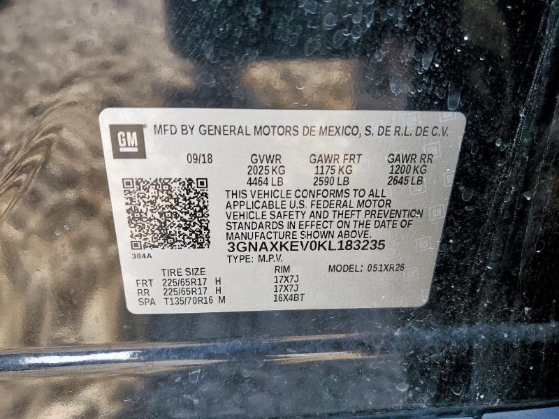 2019 CHEVROLET EQUINOX LT - 3GNAXKEV0KL183235