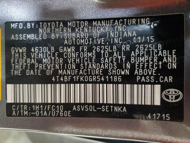 2016 TOYOTA CAMRY LE 4T4BF1FK0GR541186