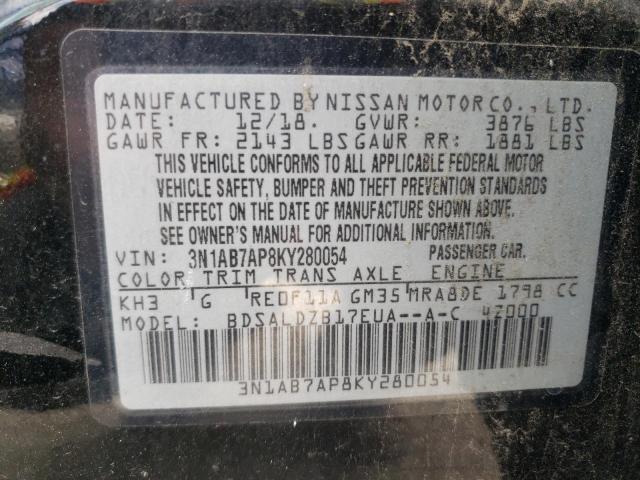 2019 NISSAN SENTRA S 3N1AB7AP8KY280054