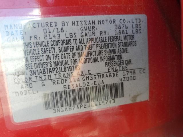 2018 NISSAN SENTRA S 3N1AB7AP2JL619743