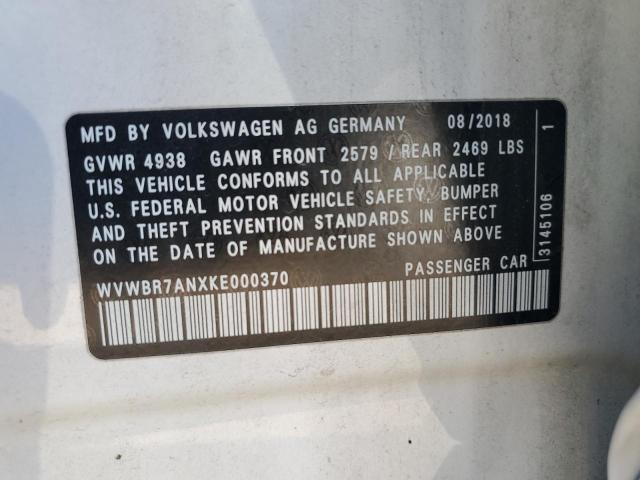 2019 VOLKSWAGEN ARTEON SE WVWBR7ANXKE000370