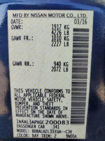 2016 NISSAN ALTIMA 2.5 - 1N4AL3APXGC200083