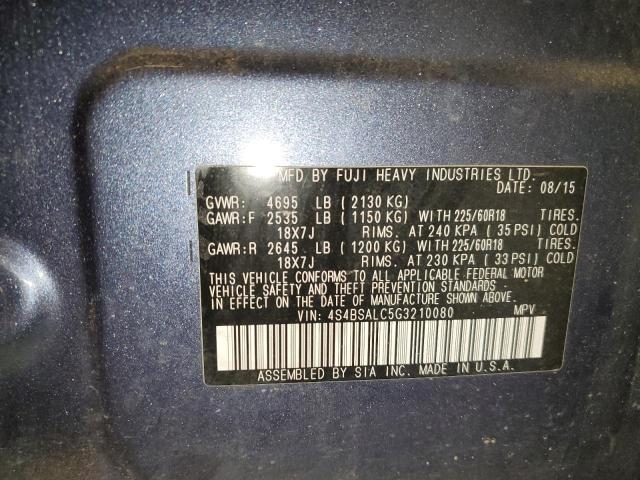 2016 SUBARU OUTBACK 2.5I LIMITED 4S4BSALC5G3210080