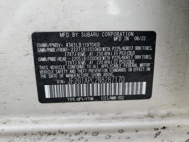 2022 SUBARU CROSSTREK JF2GTAPC2N8287170