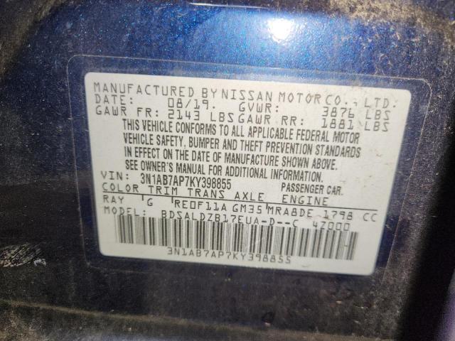 2019 NISSAN SENTRA S 3N1AB7AP7KY398855