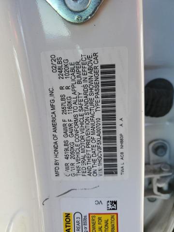 2020 HONDA ACCORD HYBRID EXL 1HGCV3F5XLA007010