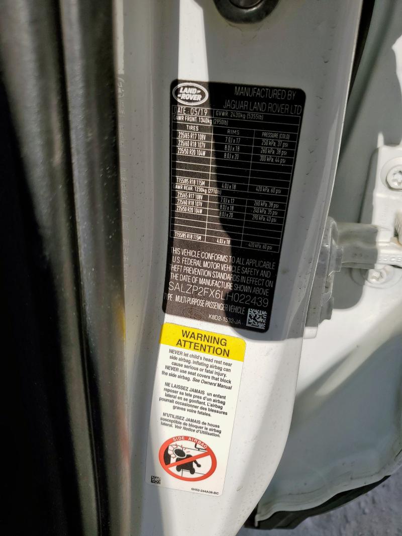 2020 LAND ROVER RANGE ROVER EVOQUE SE - SALZP2FX6LH022439