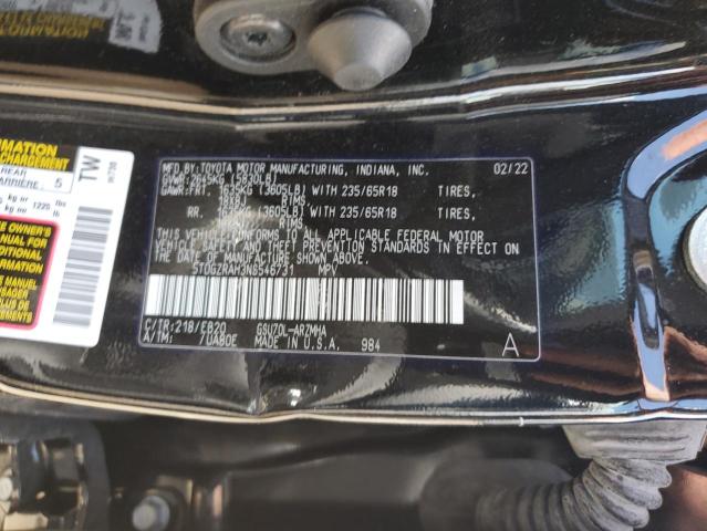 2022 TOYOTA HIGHLANDER XLE 5TDGZRAH3NS546731