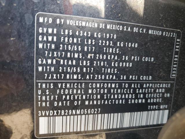 2022 VOLKSWAGEN TAOS S 3VVDX7B29NM056027