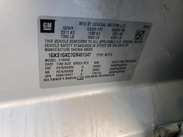 2016 GMC YUKON XL C1500 SLT 1GKS1GKC7GR481347