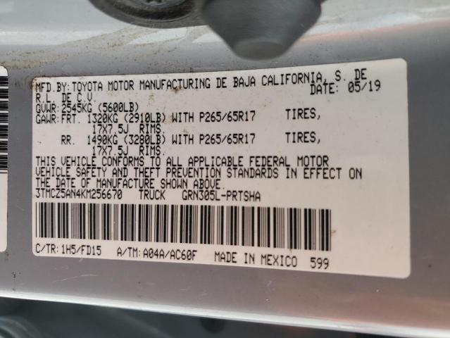 2019 TOYOTA TACOMA DOU 3TMCZ5AN4KM256670