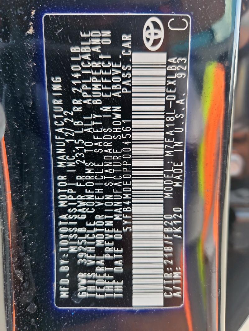 2023 TOYOTA COROLLA LE - 5YFB4MDE0PP004561