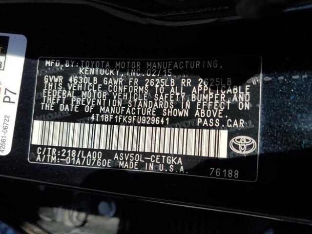 2015 TOYOTA CAMRY LE 4T1BF1FK9FU929641