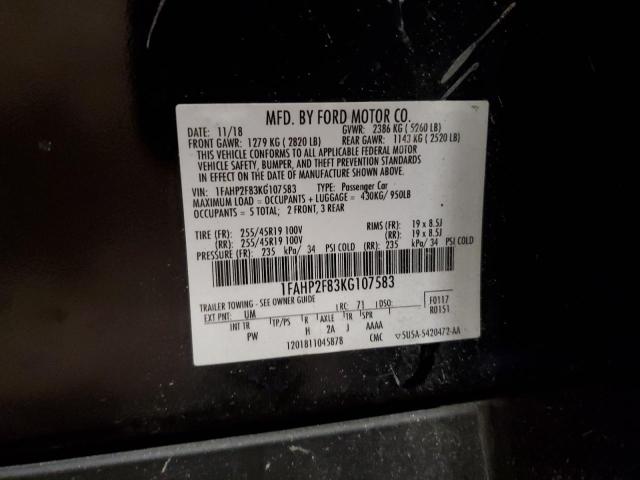 2019 FORD TAURUS LIMITED 1FAHP2F83KG107583