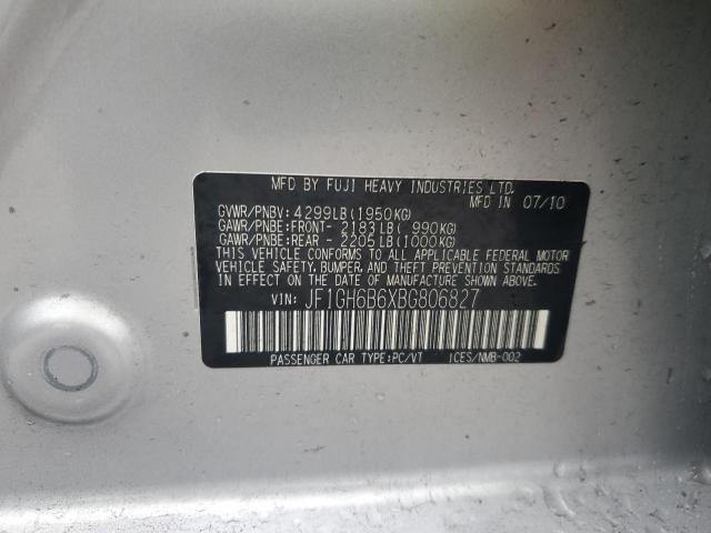 2011 SUBARU IMPREZA 2. - JF1GH6B6XBG806827