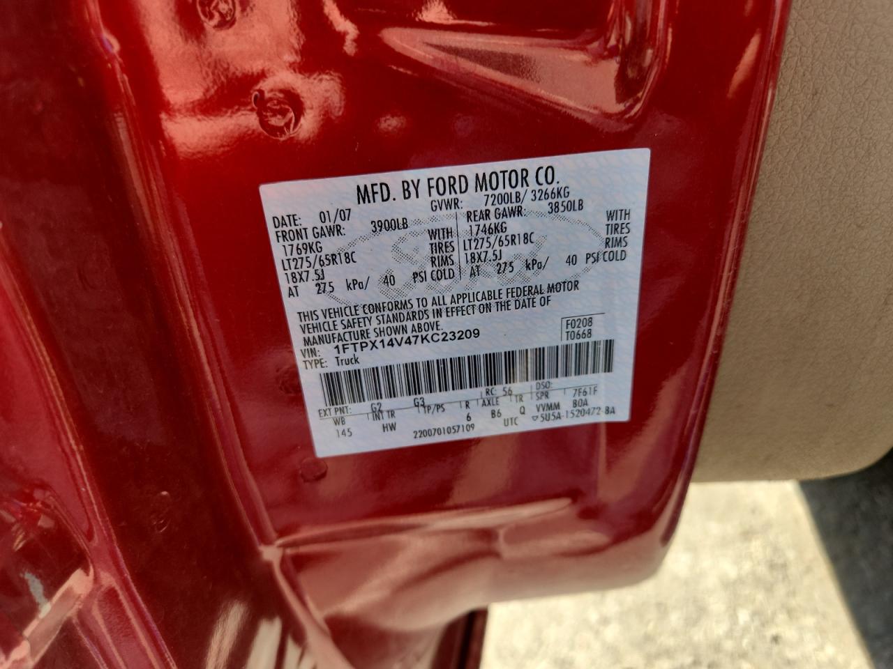 Lot #3278749610 2007 FORD F150