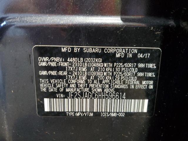 2017 SUBARU FORESTER 2 - JF2SJAGC6HH596614