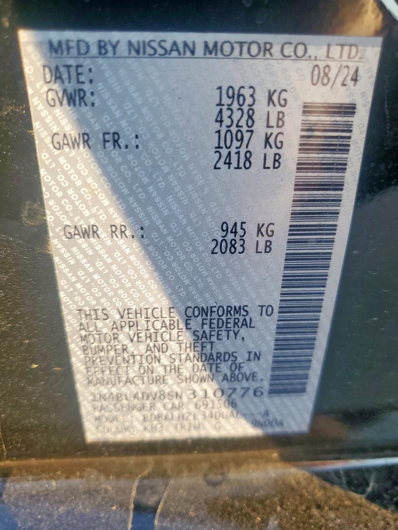 2025 NISSAN ALTIMA SV 1N4BL4DV8SN310776