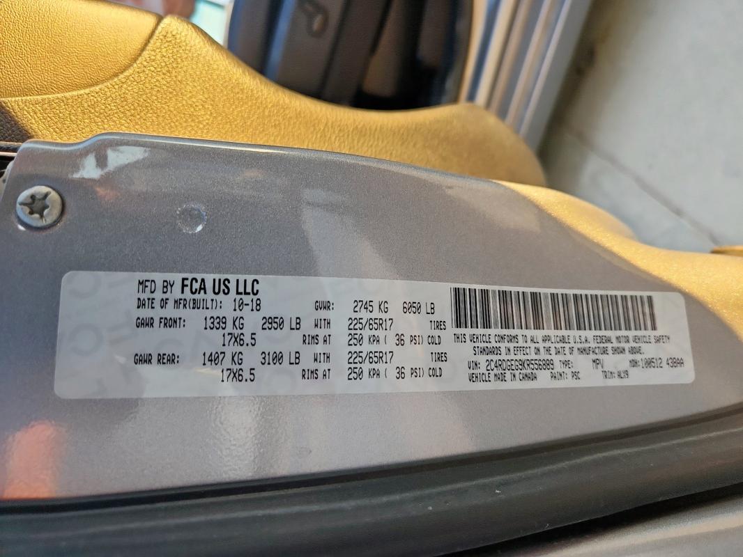 2019 DODGE GRAND CARAVAN GT 2C4RDGEG9KR556889