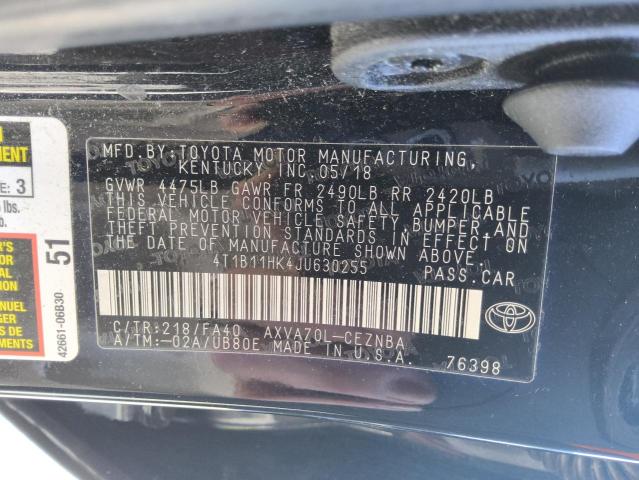 2018 TOYOTA CAMRY L 4T1B11HK4JU630255