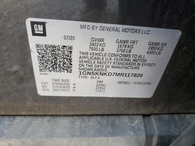 2021 CHEVROLET TAHOE K150 1GNSKNKD7MR117826