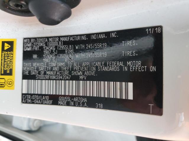 2019 TOYOTA HIGHLANDER #3279637924