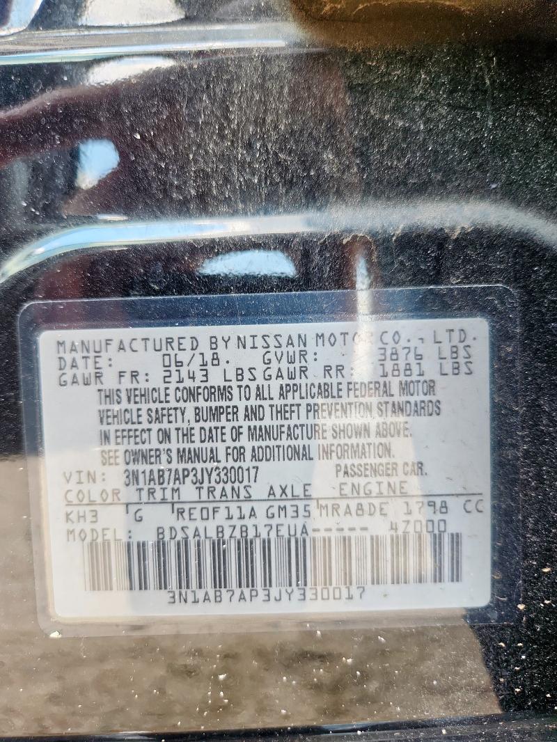 2018 NISSAN SENTRA S 3N1AB7AP3JY330017