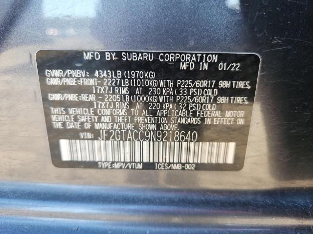 2022 SUBARU CROSSTREK PREMIUM JF2GTACC9N9218640