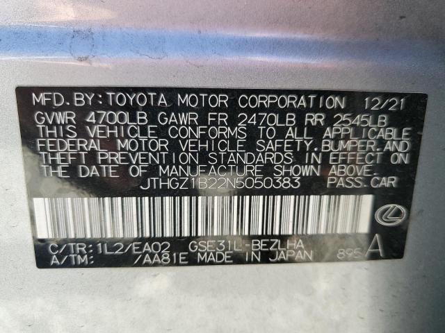 2022 LEXUS IS 350 F S JTHGZ1B22N5050383