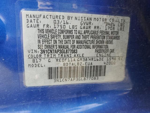 2016 NISSAN VERSA S 3N1CN7AP3GL877083