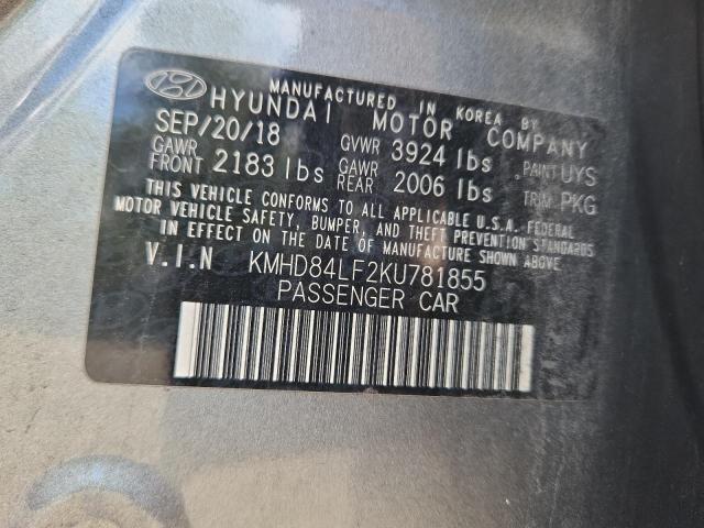 2019 HYUNDAI ELANTRA SE KMHD84LF2KU781855