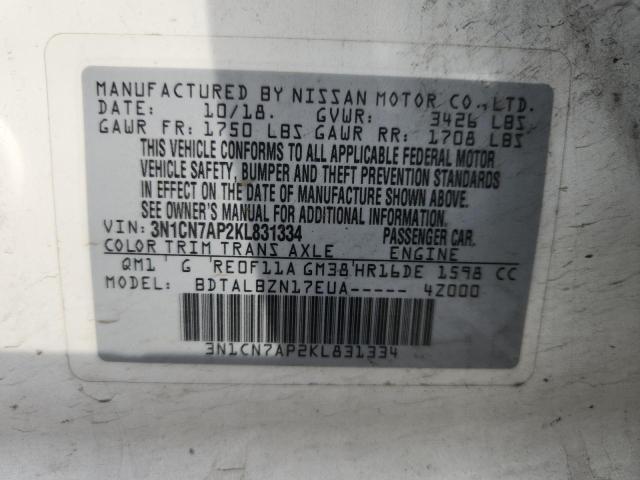 2019 NISSAN VERSA S - 3N1CN7AP2KL831334