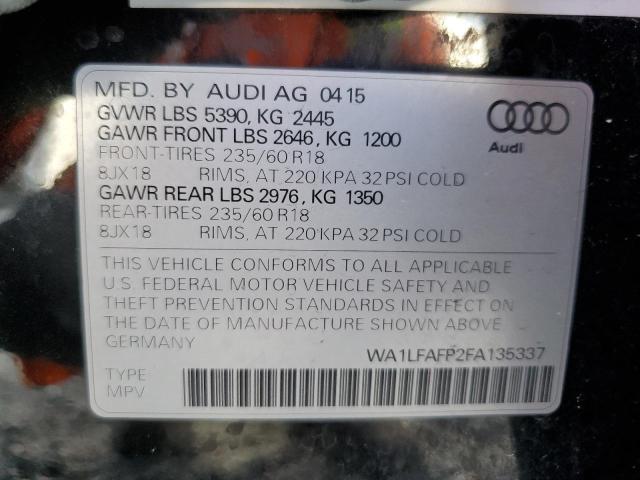 2015 AUDI Q5 PREMIUM WA1LFAFP2FA135337