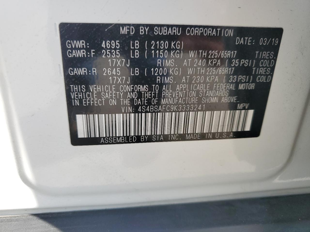 SUBARU OUTBACK 2.5I PREMIUM