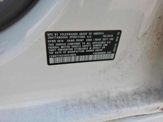 2017 VOLKSWAGEN PASSAT R-L 1VWDT7A31HC019884