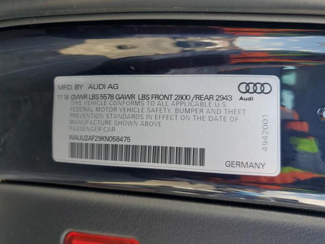 2019 AUDI A7 PREMIUM WAUU2AF29KN058475